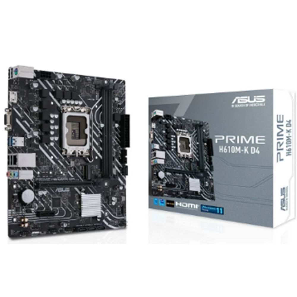 ASUS PRIME H610M-K D4 ARGB INTEL 1700p DDR4 3200 DP HDMI M2 USB3.2 mATX