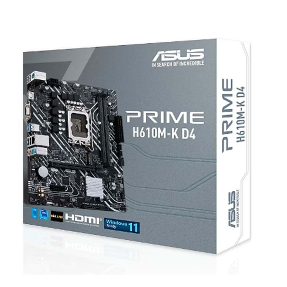 ASUS PRIME H610M-K D4 ARGB INTEL 1700p DDR4 3200 DP HDMI M2 USB3.2 mATX