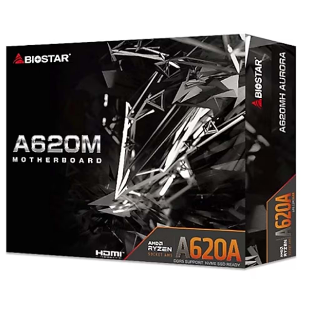 BIOSTAR A620MH AURORA AMD AM5 DDR5 5600 HDMI VGA M2 mATX