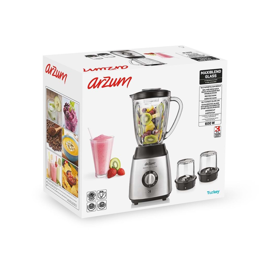 ARZUM AR1056 MAXIBLEND GLASS SÜRAHİ BLENDER INOX