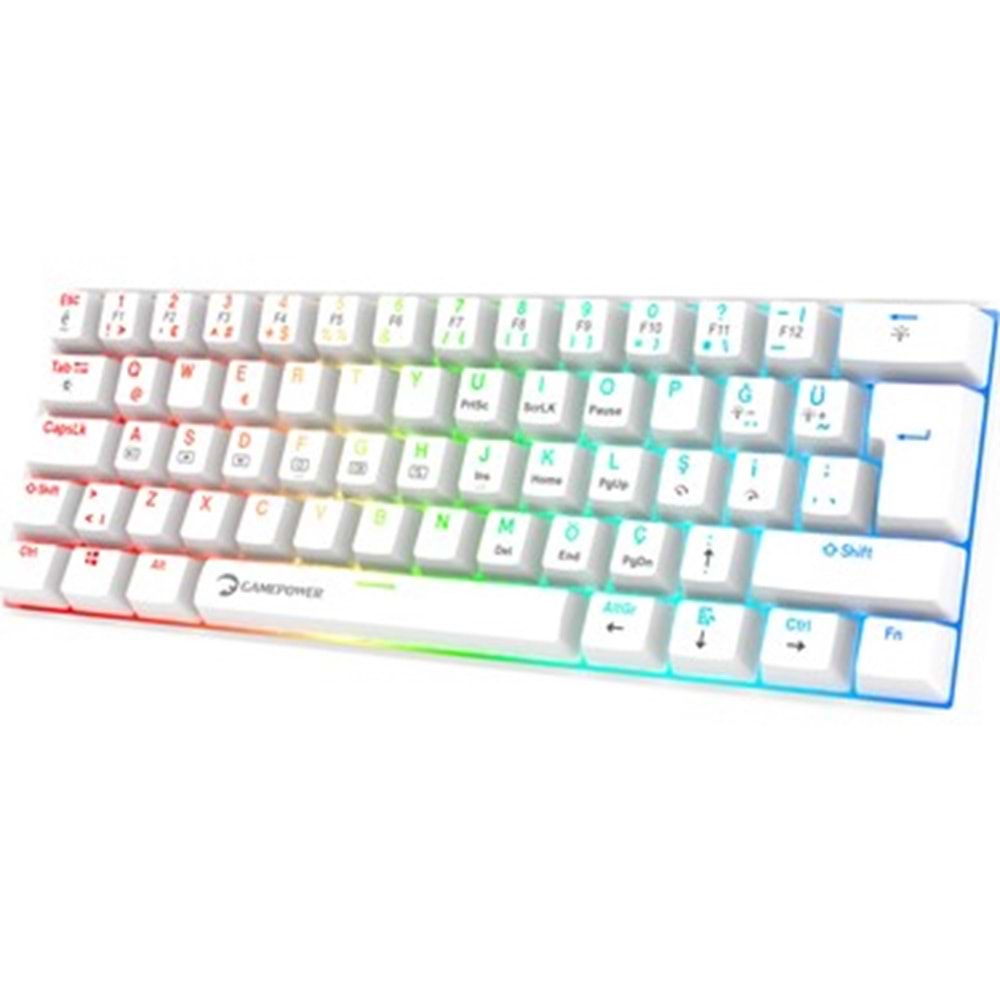 GAMEPOWER LYRA RGB 60M KLAVYE MEKANIK RED SWITCH BEYAZ