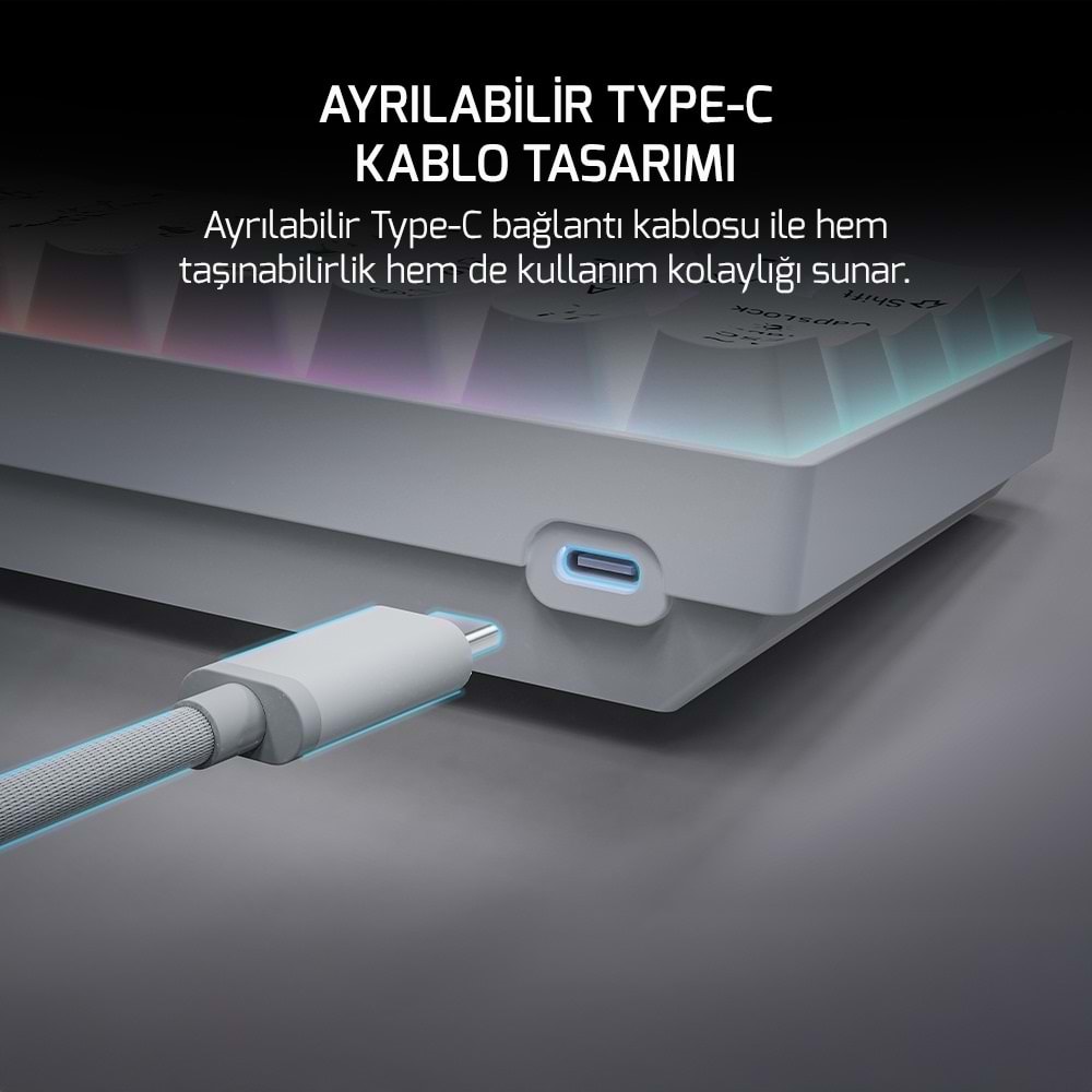 GAMEPOWER LYRA RGB 60M KLAVYE MEKANIK BLUE SWITCH BEYAZ