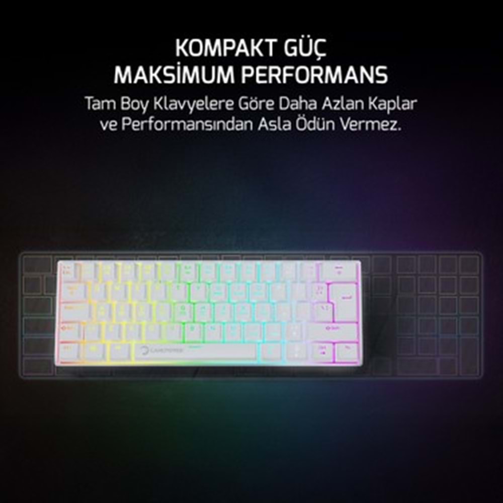 GAMEPOWER LYRA RGB 60M KLAVYE MEKANIK BLUE SWITCH BEYAZ