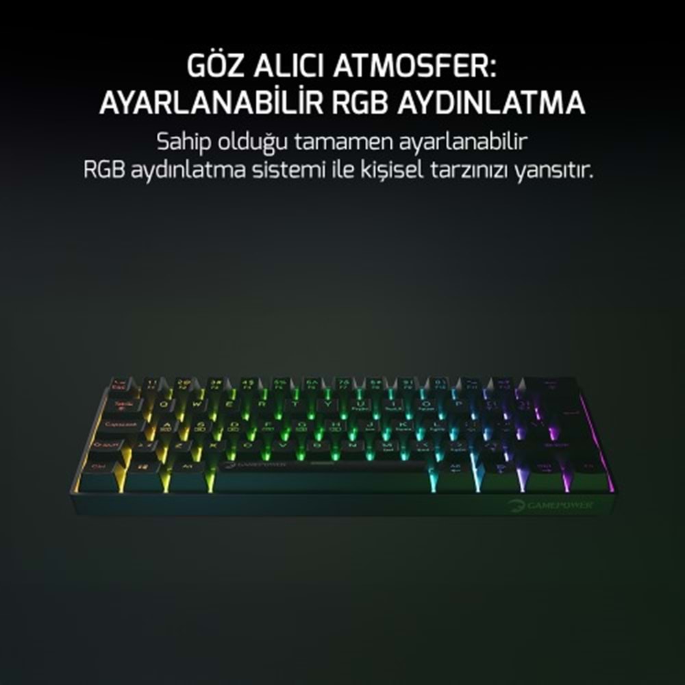 GAMEPOWER LYRA RGB 60M KLAVYE MEKANIK RED SWITCH SİYAH