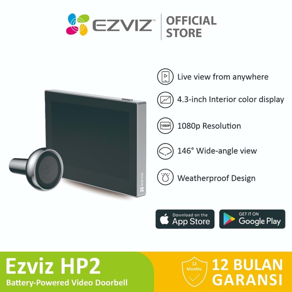 Ezviz Kablosuz Gözetleme Deliği Kapı Görüntüleyicisi HP2