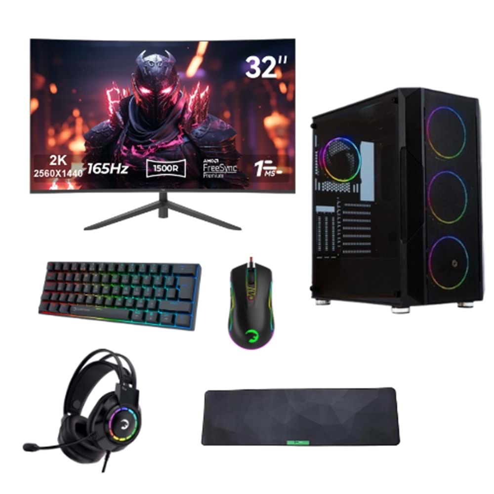 LANSMAN AMD GAMING BUNDLE PC AMD RYZEN 5 7600 / AMD RX 9060 XT 16 GB / 32 GB DDR5 RAM 5600 MHZ / 1 TB SSD NVME MONİTÖR GAMING EKİPMAN