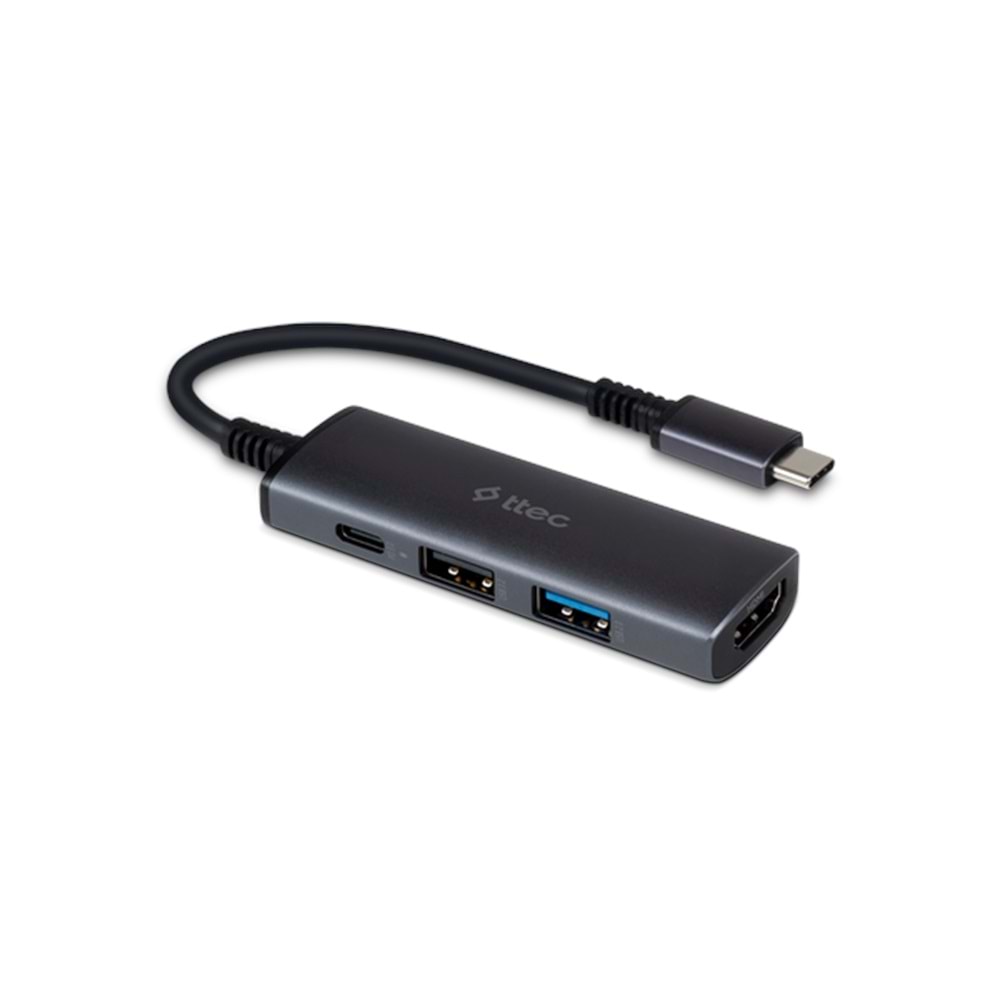 TTEC 2US01 4 Girişli USB-C Hub/Çoklayıcı USB-C 100W PD 3.0 + 4K HDMI + USB-A 3.2 + USB-A 2.0 (MacBook Uyumlu)