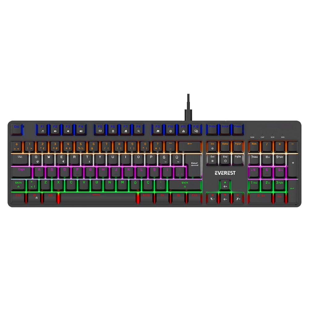 EVEREST KB-MK1 LUMOS SIYAH RGB RED SWITCH GAMING KLAVYE