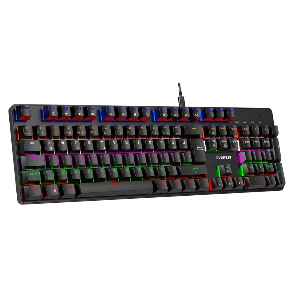 EVEREST KB-MK1 LUMOS SIYAH RGB RED SWITCH GAMING KLAVYE