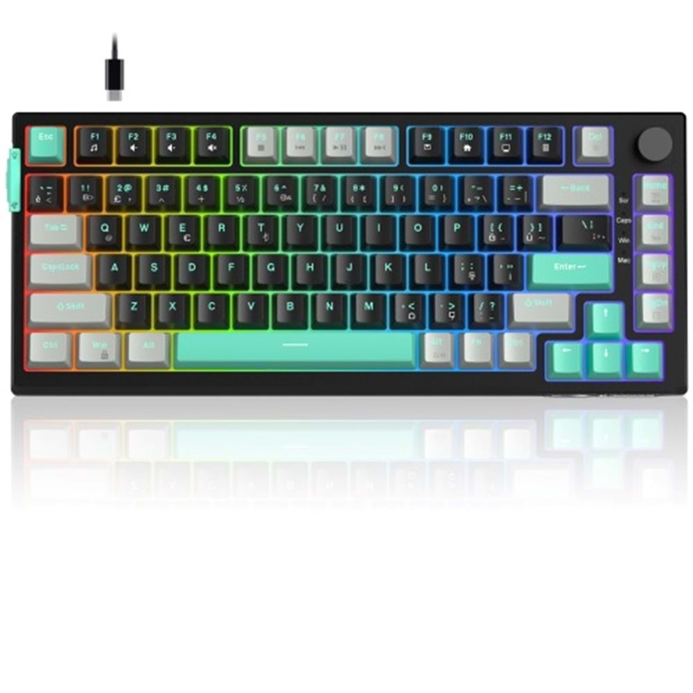 MAGEGEE SKY81 MEKANIK RGB KABLOLU GAMING KLAVYE HOT SWAP-GRI SIYAH