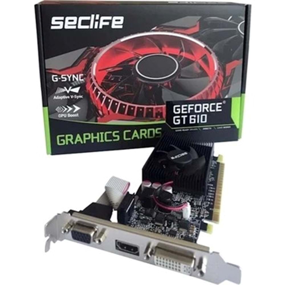 SECLIFE Nvidia GT610 2 GB DDR3 64Bit DVI HDMI VGA Ekran Kartı