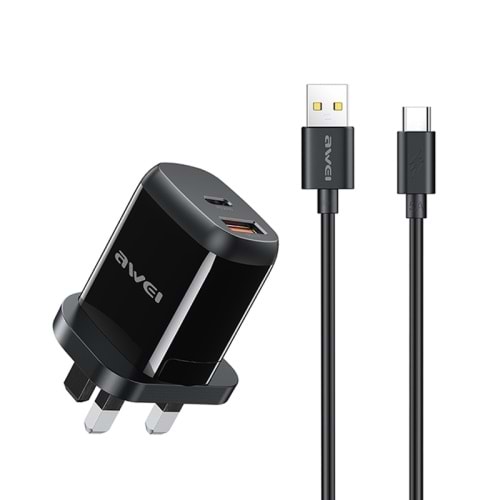 AWEI PD1 20W CHARGER WITH TYPE-C CABLE UK