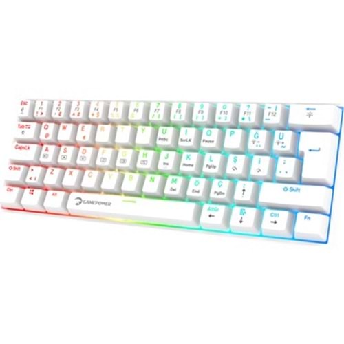 GAMEPOWER LYRA RGB 60M KLAVYE MEKANIK BLUE SWITCH BEYAZ