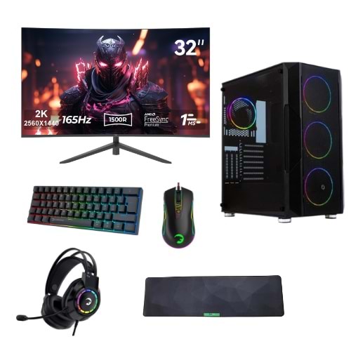 LANSMAN AMD GAMING BUNDLE PC AMD RYZEN 5 7600 / AMD RX 9060 XT 16 GB / 32 GB DDR5 RAM 5600 MHZ / 1 TB SSD NVME MONİTÖR GAMING EKİPMAN