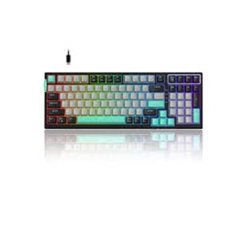 MageGee SKY98 Kablosuz/Bluetooth/Kablolu RGB Hot-Swap Gasket Siyah-Beyaz Gaming Mekanik Klavye