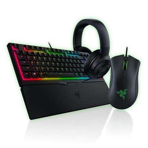 RAZER GAMING SET BUNDLE Razer DeathAdder Essential Mouse Razer Ornata V3 TKL Klavye Razer Kraken X Lite Kulaklık
