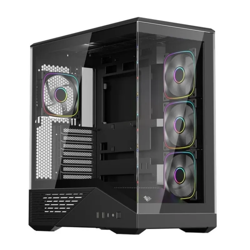1ST PLAYER GM7 BTF SİYAH ARGB 4X12CM FAN TEMPERLİ CAM  ATX KASA