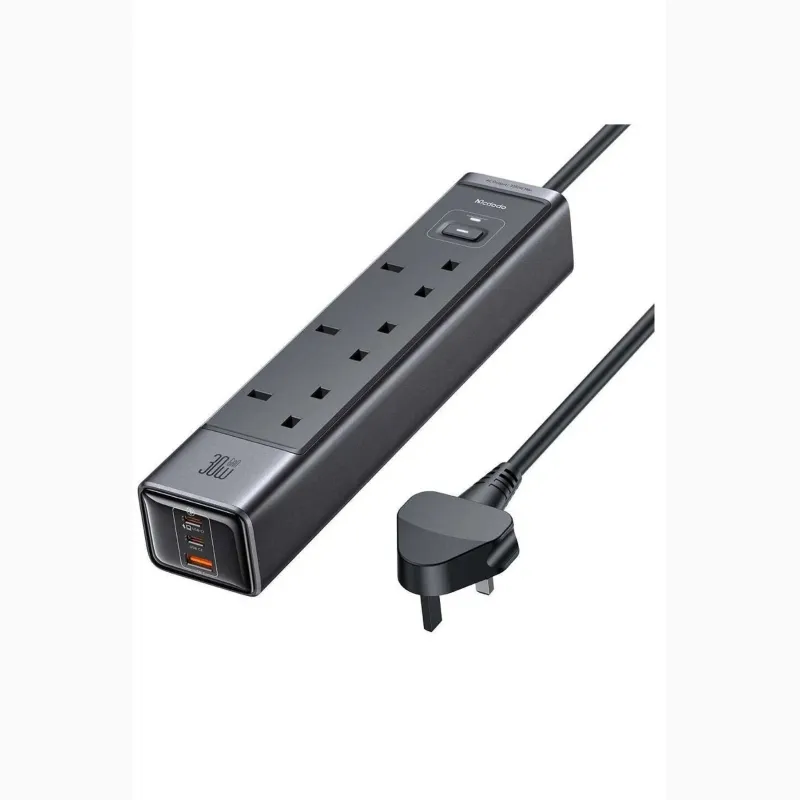 MCDODO 6in1 2500W A/C 30W Hızlı Şarj 2X Type c 1X Usb A Uzatma Kablosu