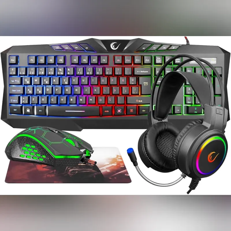 RAMPAGE KM-404 ARGENTI RAINBOW AYDINLATMALI USB GAMING COMBO SET