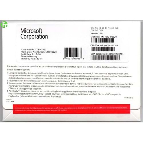 WIN PRO 10 64 BIT TURKISH 1 PK DSP OEI DVD