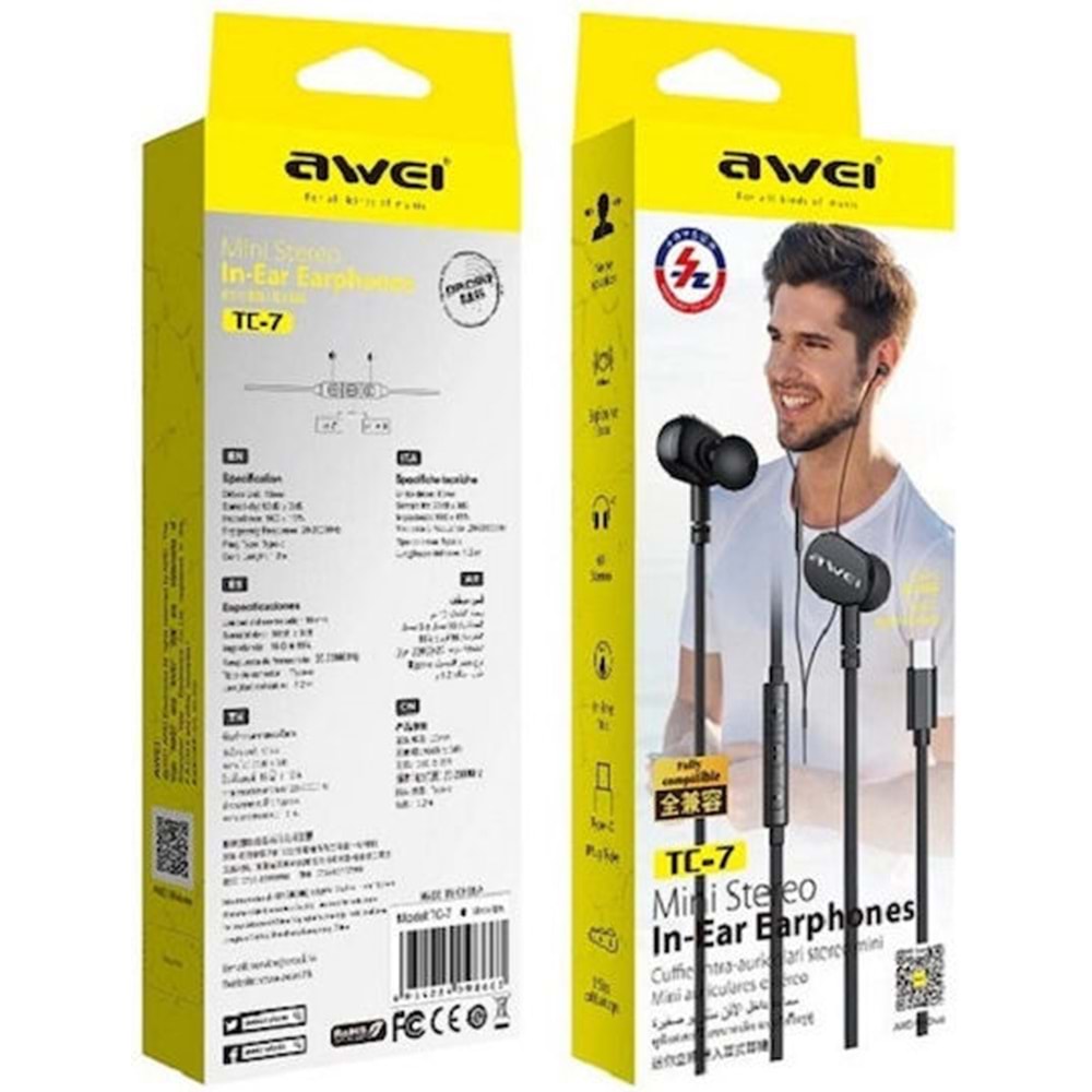 AWEI TC-7 TYPE-C IN-EAR EARPHONES