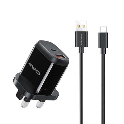 AWEI PD1 20W CHARGER WITH TYPE-C CABLE UK