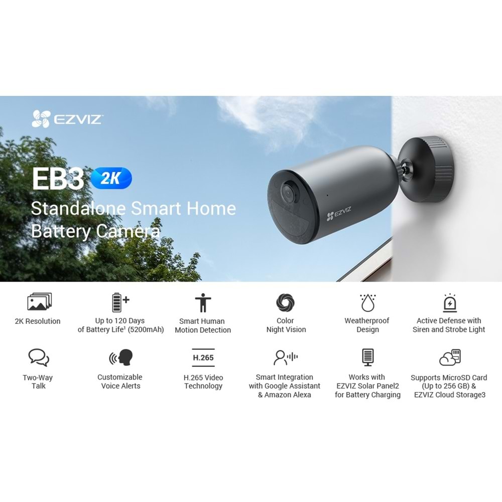 EZVIZ EB32K KABLOSUZ PİLLİ AKILLI EV KAMERASI 2K