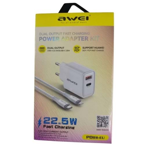 AWEI DUAL OUTPUT 22.5 W FAST CHARGING KIT TYPE-C