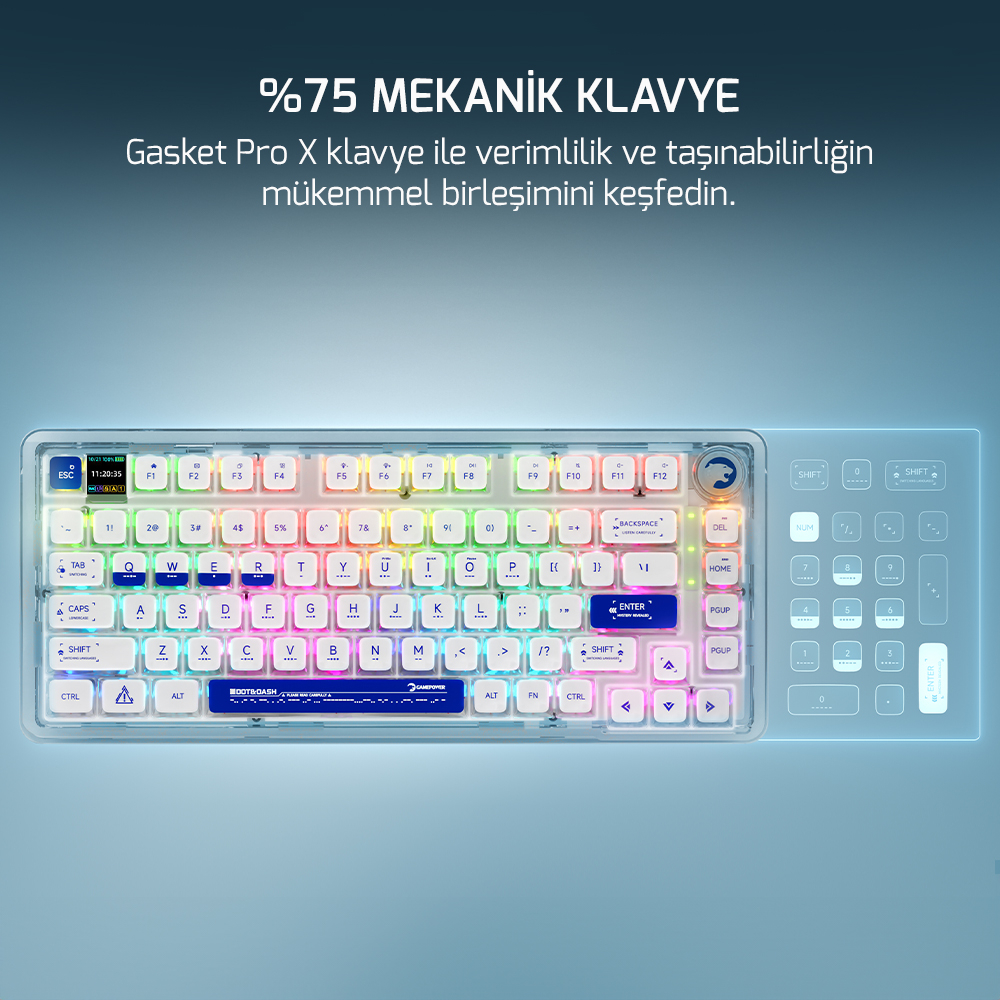 GamePower Gasket Pro X RGB Wireless/Bluetooth/Kablolu Mekanik Hot-Swap Yağlı Switch Gasket Gaming Klavye