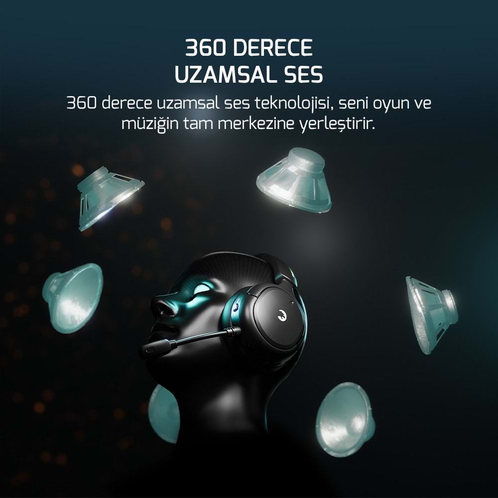 GamePower Aero Ultra Siyah Triple Mode (Kablosuz/Bluetooth/2.4G) Gaming (Oyuncu) Kulaklık