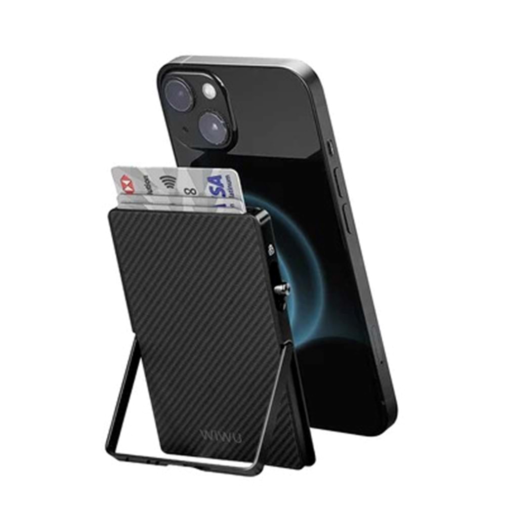 WIWU MW007 Warriors Pop-Up Magnetik Aramid Fiber Kaplı Standlı Kartlık